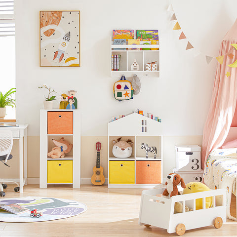 SoBuy KMB46-W Kinderboekenrek op de Muur - Boekenkast - Boekenkast kind – Kinderkamer - Kinderkamerkast - Opbergplank voor de Kinderkamer