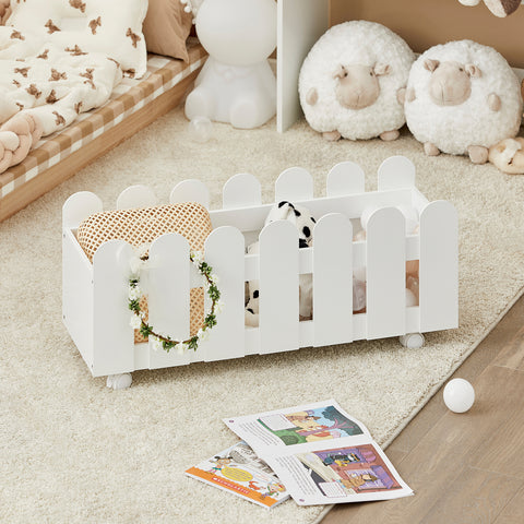 SoBuy KMB52-W Kinderrek voor Kinderboeken en Speelgoed, Kinderopbergrek, Kinderboekenkast, Kinderboekenplank, Opbergplank met 2 Open Compartimenten