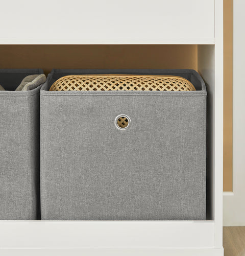 SoBuy KMB53-W Kinderrek met 2 stoffen dozen, boekenrek, kinderopbergrek voor kinderen, boekenstandaard, speelgoedorganizer