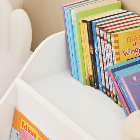 SoBuy KMB54-W Kinderplank, Speelgoedplank, Boekenplank, Opbergplank voor Boeken en Speelgoed, Kinderboekenkast met 3 Compartimenten
