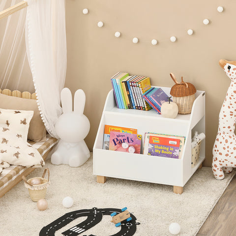 SoBuy KMB54-W Kinderplank, Speelgoedplank, Boekenplank, Opbergplank voor Boeken en Speelgoed, Kinderboekenkast met 3 Compartimenten