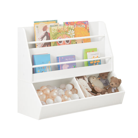 SoBuy KMB56-W Boekenkasten voor Kinderen Opbergkast voor Kinderboeken en Speelgoed Kinderboekenkast Kinderboekenplank