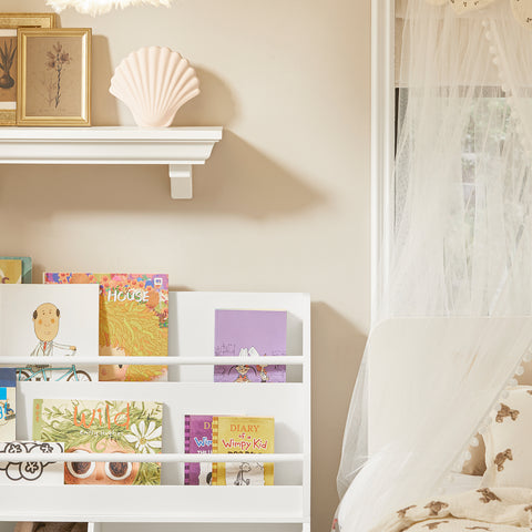 SoBuy KMB56-W Boekenkasten voor Kinderen Opbergkast voor Kinderboeken en Speelgoed Kinderboekenkast Kinderboekenplank