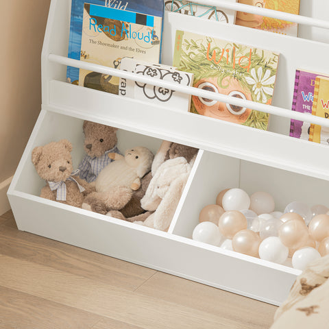 SoBuy KMB56-W Boekenkasten voor Kinderen Opbergkast voor Kinderboeken en Speelgoed Kinderboekenkast Kinderboekenplank