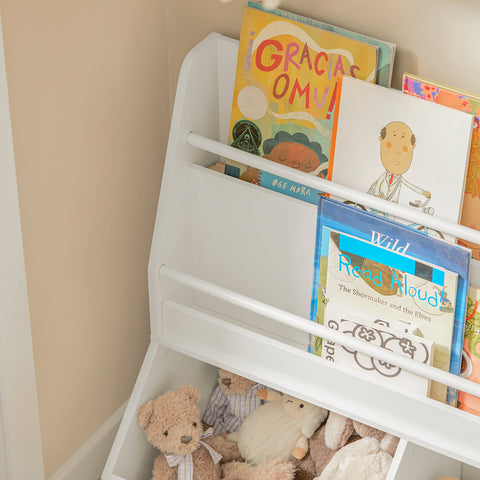 SoBuy KMB56-W Boekenkasten voor Kinderen Opbergkast voor Kinderboeken en Speelgoed Kinderboekenkast Kinderboekenplank