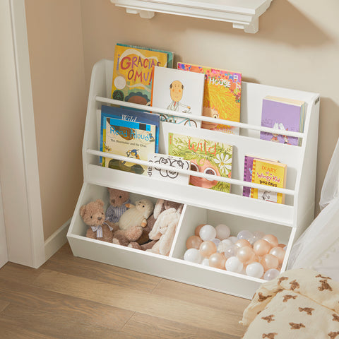 SoBuy KMB56-W Boekenkasten voor Kinderen Opbergkast voor Kinderboeken en Speelgoed Kinderboekenkast Kinderboekenplank