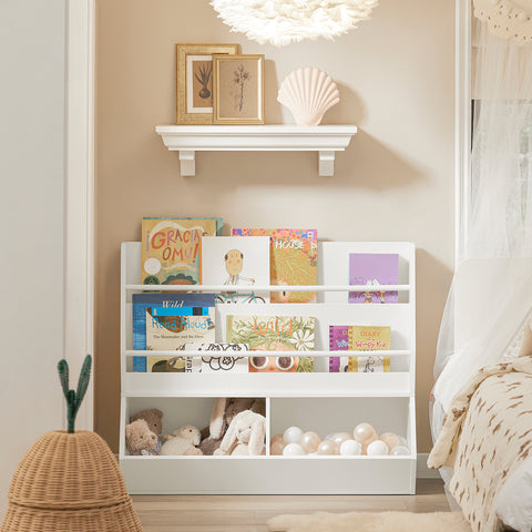 SoBuy KMB56-W Boekenkasten voor Kinderen Opbergkast voor Kinderboeken en Speelgoed Kinderboekenkast Kinderboekenplank