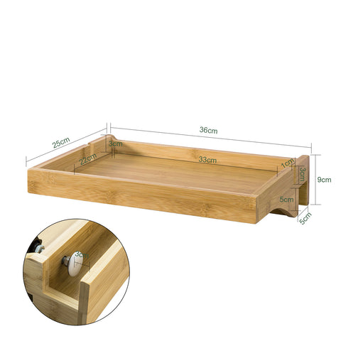 SoBuy NKD01-N Bedplank Bamboe Zwevend nachtkastje Met Kabelbeheer