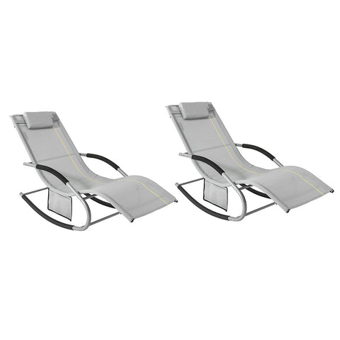 SoBuy OGS28-HGx2 Set van 2 Comfortabele ligstoel Swingstoel Schommelligstoel Zonnebed