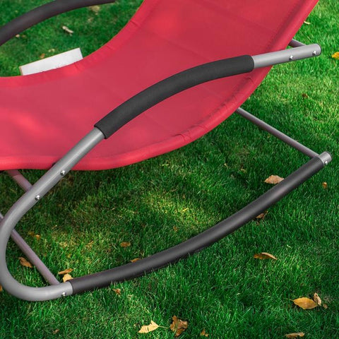 SoBuy OGS28-R Comfortabele ligstoel Swingstoel Schommelligstoel Zonnebed - Tuin