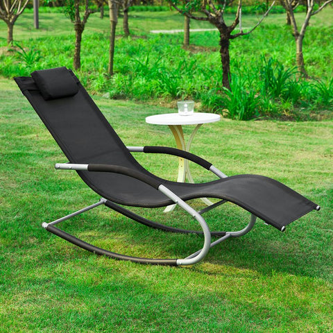 SoBuy OGS28-SCH Comfortabele ligstoel Swingstoel Schommelligstoel Zonnebed - Tuin