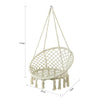 SoBuy OGS42-MI Hangstoel met Katoenen Touw Franjes Hangmat Schommelstoel Buiten Interieur Tuinschommel Draagvermogen 150kg Beige