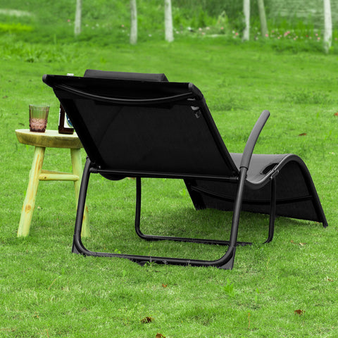 SoBuy OGS45-SCH Opvouwbare Tuinlounger Ligstoel Tuinligstoel Relaxstoel – Zwart - Draagvermogen 150 kg