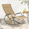 SoBuy OGS47-KA Schommelstoel Relaxstoel Ligstoel Lounge Chair Tuinstoel Zonnebaden - met Zijtas en Voetensteun