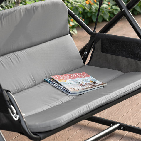 SoBuy OGS58-HG Hollywoodschommel schommelstoel tuinschommel schommelbank tuinbank met zonnedak