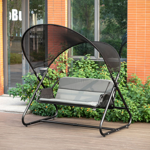 SoBuy OGS58-HG Hollywoodschommel schommelstoel tuinschommel schommelbank tuinbank met zonnedak