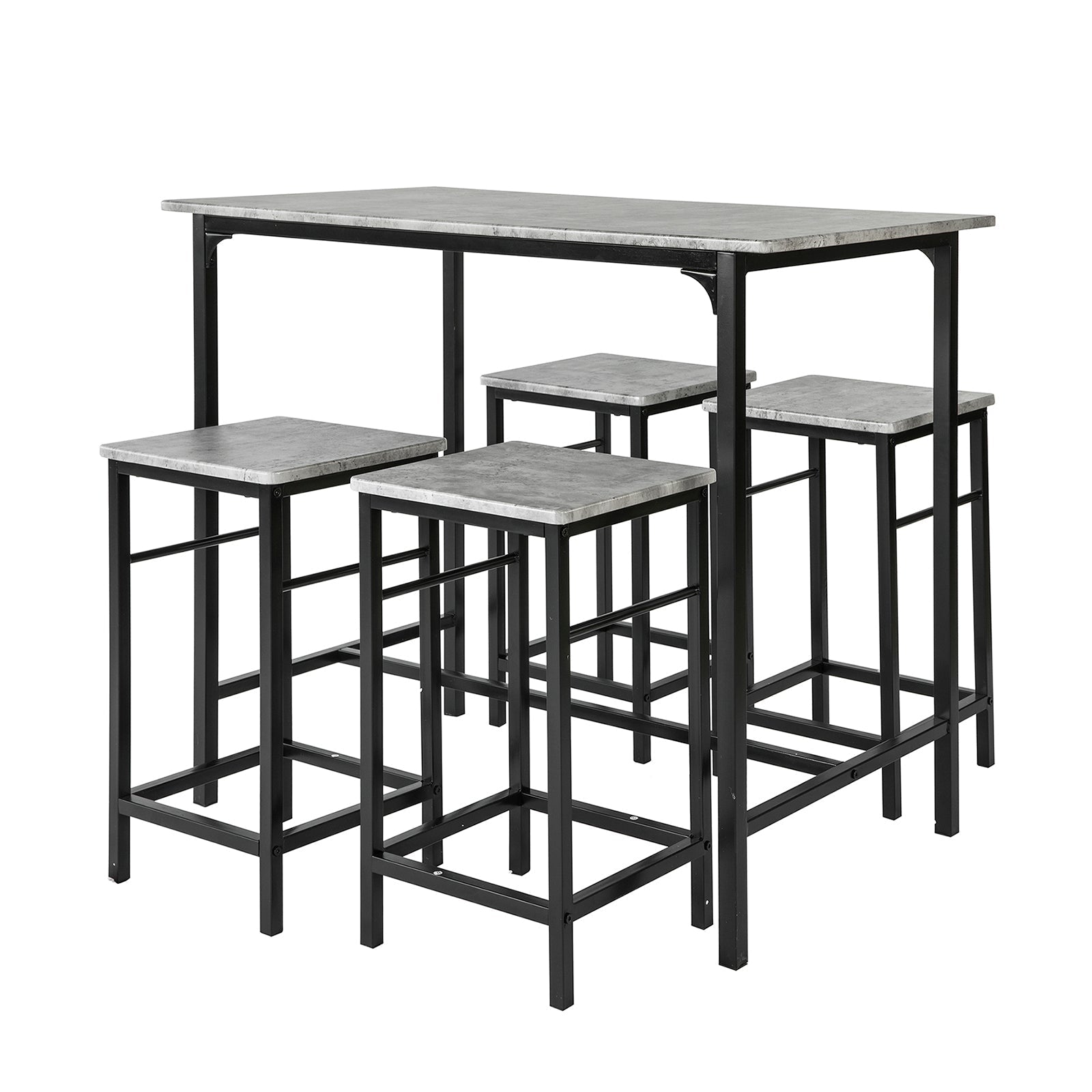 SoBuy OGT15-HG 5-delig Bartafel Met Stoelen Eettafel Statafel Bistrotafel Met 4 Barkrukken