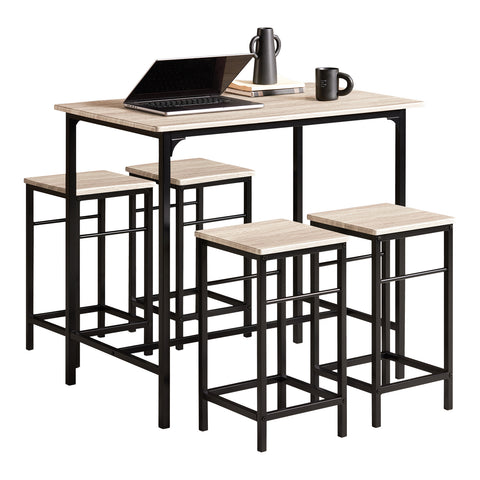 SoBuy OGT11-N Bartafel Tafel met 4 krukken ââââ‚?Tuinset bartafelset 5-delige eettafel bistrotafel met 4 stoelen