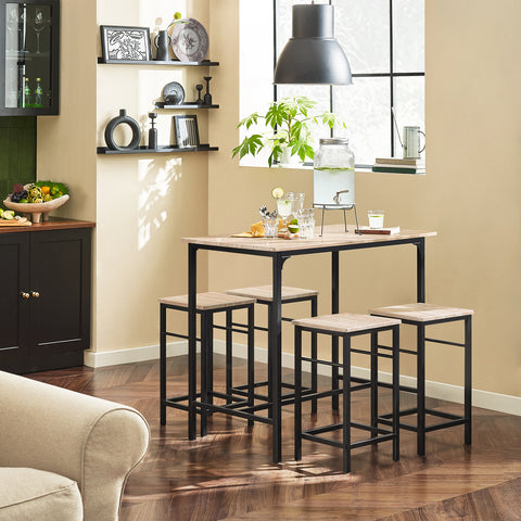 SoBuy OGT11-N Bartafel Tafel met 4 krukken ââââ‚?Tuinset bartafelset 5-delige eettafel bistrotafel met 4 stoelen