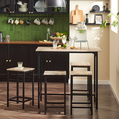 SoBuy OGT11-N Bartafel Tafel met 4 krukken ââââ‚?Tuinset bartafelset 5-delige eettafel bistrotafel met 4 stoelen