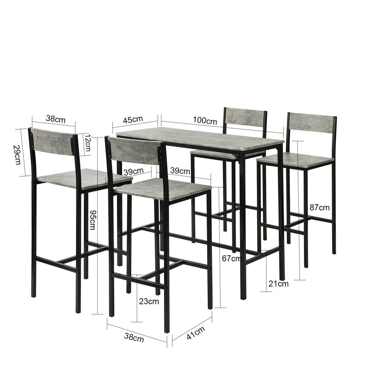 SoBuy OGT14-N Bartafelset 5-delige Bartafel Tafel met 4 Krukken – Tuinset Eettafel Bistrotafel met 4 Stoelen SoBuy OGT14-N Bartafelset 5-delige Bartafel Tafel met 4 Krukken – Tuinset Eettafel Bistrotafel met 4 Stoelen