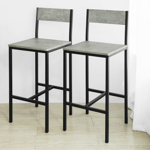 SoBuy OGT14-HG Bartafelset 5-delige Bartafel Tafel met 4 Krukken Tuinset Eettafel Bistrotafel met 4 Stoelen - Cementeffect