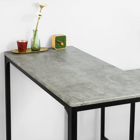 SoBuy OGT14-HG Bartafelset 5-delige Bartafel Tafel met 4 Krukken Tuinset Eettafel Bistrotafel met 4 Stoelen - Cementeffect