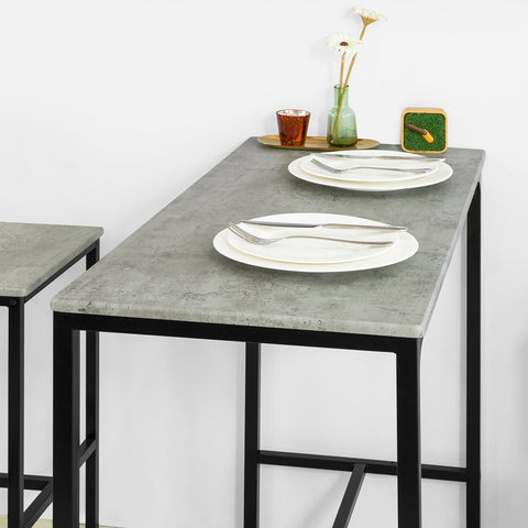 SoBuy OGT14-HG Bartafelset 5-delige Bartafel Tafel met 4 Krukken Tuinset Eettafel Bistrotafel met 4 Stoelen - Cementeffect