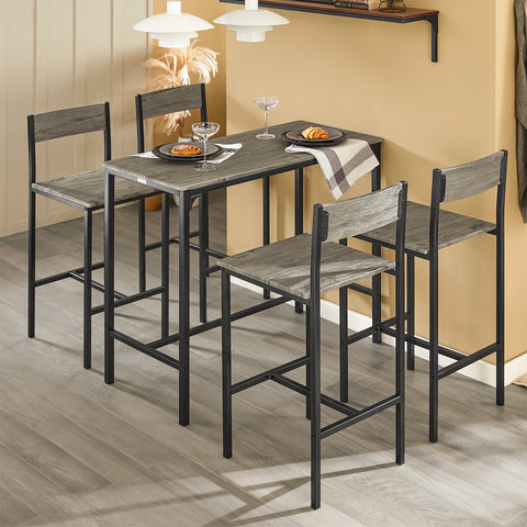SoBuy OGT14-N Bartafelset 5-delige Bartafel Tafel met 4 Krukken ââââ‚?Tuinset Eettafel Bistrotafel met 4 Stoelen