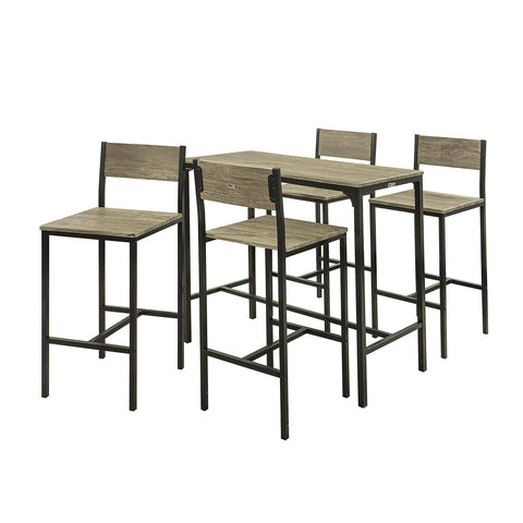 SoBuy OGT14-N Bartafelset 5-delige Bartafel Tafel met 4 Krukken ââââ‚?Tuinset Eettafel Bistrotafel met 4 Stoelen