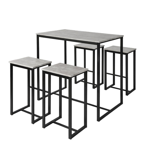 SoBuy OGT15-HG 5-delig Bartafel met Stoelen Eettafel Statafel Bistrotafel met 4 Barkrukken