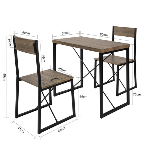 SoBuy OGT19-N 3 - Delige Set Bistro Meubelen Set Eettafel + 2 Krukken met Rugleuning Tuinmeubelen Keukentafel Balkontafel