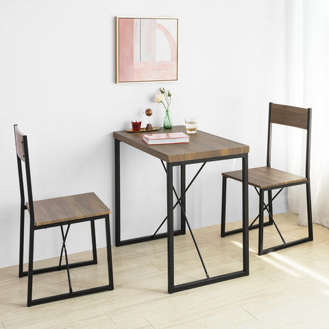 SoBuy OGT19-N 3 - Delige Set Bistro Meubelen Set Eettafel + 2 Krukken met Rugleuning Tuinmeubelen Keukentafel Balkontafel