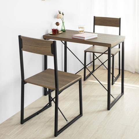 SoBuy OGT19-N 3 - Delige Set Bistro Meubelen Set Eettafel + 2 Krukken met Rugleuning Tuinmeubelen Keukentafel Balkontafel