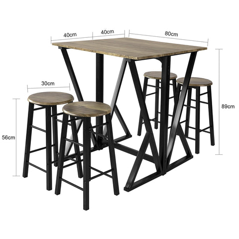 SoBuy OGT24-N 5-delige Eettafel Keukentafel met 4 Stoelen Klaptafel Eetkamer Zitgroep Keuken