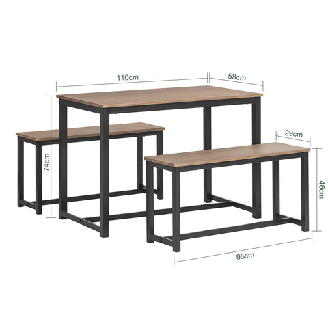 SoBuy OGT25-N eettafel en banken set, 3 delige set, keukentafel set met 2 banken