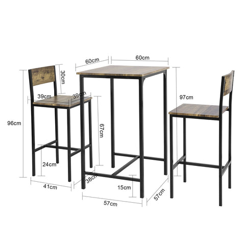 SoBuy OGT27-N 3-delig Bartafel met Stoelen Barset Bistrotafel met 4 Barkrukken Zitgroep