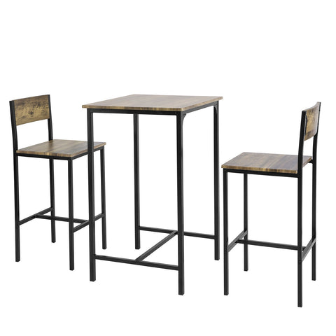 SoBuy OGT27-N 3-delig Bartafel met Stoelen Barset Bistrotafel met 4 Barkrukken Zitgroep