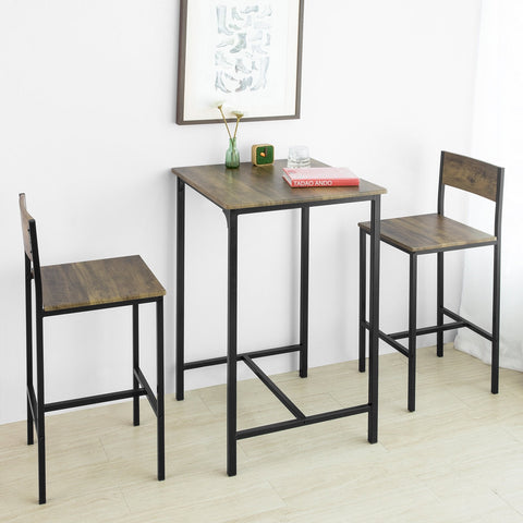 SoBuy OGT27-N 3-delig Bartafel met Stoelen Barset Bistrotafel met 4 Barkrukken Zitgroep