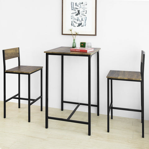 SoBuy OGT27-N 3-delig Bartafel met Stoelen Barset Bistrotafel met 4 Barkrukken Zitgroep