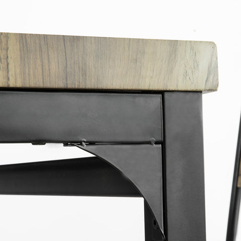 SoBuy OGT28-N + FST72-Nx4 Delige Set Eettafel met 4 Krukken - Tafelset en 4 Stoelen - Industriële Stijl - voor Keuken Eetkamer Woonkamer