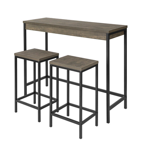 SoBuy OGT30-N 3-delige Bartafelset Bartafel met 2 krukken MDF