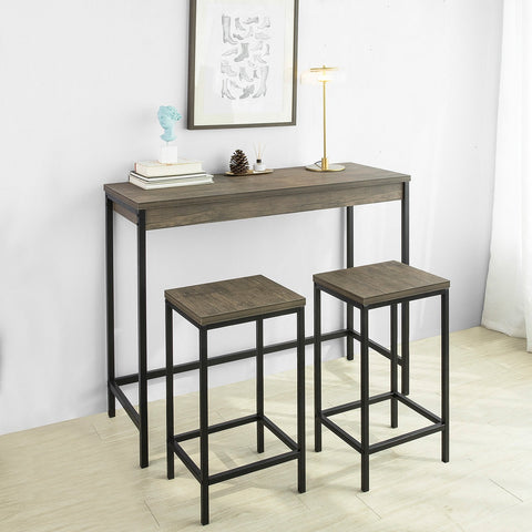 SoBuy OGT30-N 3-delige Bartafelset Bartafel met 2 krukken MDF