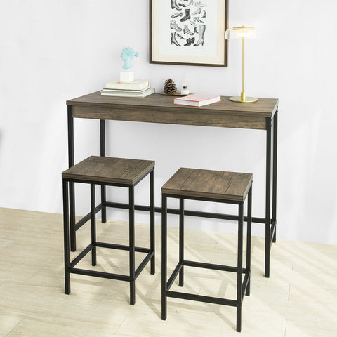 SoBuy OGT30-N 3-delige Bartafelset Bartafel met 2 krukken MDF