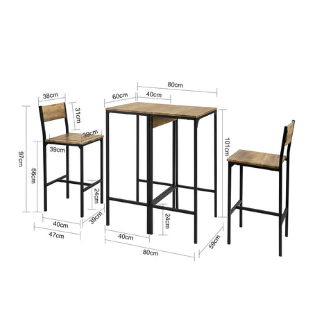 SoBuy OGT42-F 4-delige set van 2 hoge tafels en 2 barstoelen, eettafelset