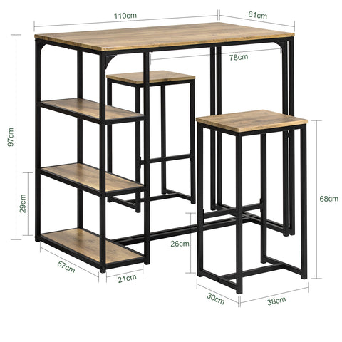 SoBuy OGT43-F Set van Bartafel en 2 Barkrukken Set Bartafel + Barstoelen Bistrotafel Hoge Bartafel Barset Hoge Stoeltafel