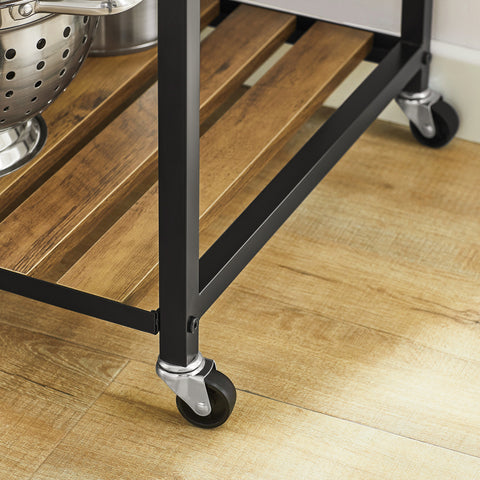 SoBuy SVW18-F Rollende Keukentrolley - Serveerwagen - keukenwagen - Opbergwagen - Industriële Stijl - Stabiel Stalen Frame