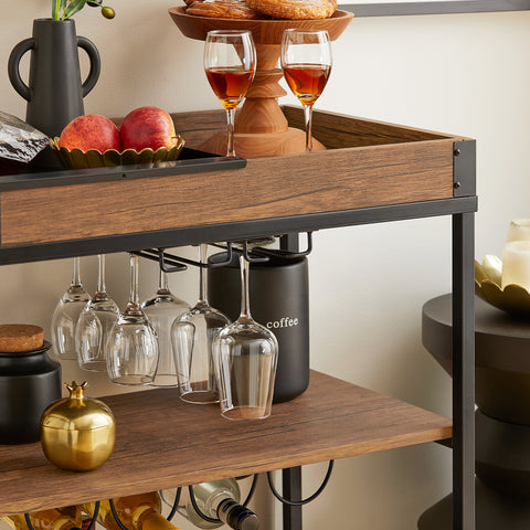 SoBuy SVW19-N Keukentrolley - Opbergtrolley - Trolley met 3 Planken voor Keuken, Eetkamer, Woonkamer - Serveerwagen