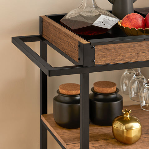 SoBuy SVW19-N Keukentrolley - Opbergtrolley - Trolley met 3 Planken voor Keuken, Eetkamer, Woonkamer - Serveerwagen