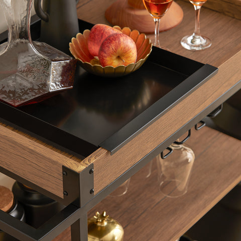 SoBuy SVW19-N Keukentrolley - Opbergtrolley - Trolley met 3 Planken voor Keuken, Eetkamer, Woonkamer - Serveerwagen